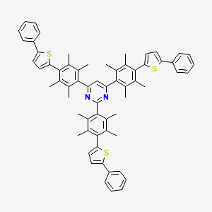 molecular formula C64H58N2S3 B12611131 2,4,6-Tris[2,3,5,6-tetramethyl-4-(5-phenylthiophen-2-yl)phenyl]pyrimidine CAS No. 650606-96-5