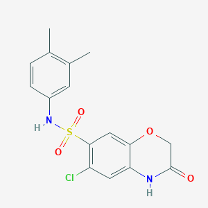 molecular formula C16H15ClN2O4S B1261130 6-chloro-N-(3,4-dimethylphenyl)-3-oxo-4H-1,4-benzoxazine-7-sulfonamide 