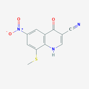 3-Quinolinecarbonitrile, 1,4-dihydro-8-(methylthio)-6-nitro-4-oxo-