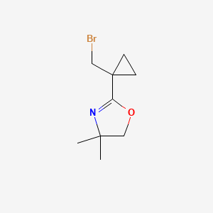 molecular formula C9H14BrNO B12611436 2-[1-(Bromomethyl)cyclopropyl]-4,4-dimethyl-4,5-dihydro-1,3-oxazole CAS No. 918522-92-6