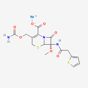molecular formula C16H16N3NaO7S2 B1261148 sodium;(7S)-3-(carbamoyloxymethyl)-7-methoxy-8-oxo-7-[(2-thiophen-2-ylacetyl)amino]-5-thia-1-azabicyclo[4.2.0]oct-2-ene-2-carboxylate 