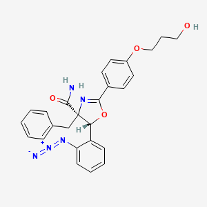 molecular formula C26H25N5O4 B1261156 (4R,5R)-5-(2-azidophenyl)-2-[4-(3-hydroxypropoxy)phenyl]-4-(phenylmethyl)-5H-oxazole-4-carboxamide 
