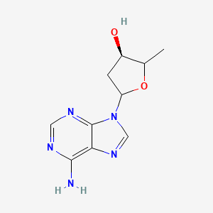 molecular formula C10H13N5O2 B1261158 (3R)-5-(6-aminopurin-9-yl)-2-methyl-3-oxolanol 