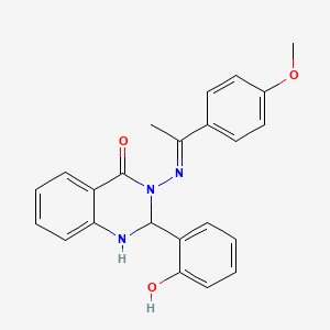 molecular formula C23H21N3O3 B1261159 2-(2-hydroxyphenyl)-3-[(E)-1-(4-methoxyphenyl)ethylideneamino]-1,2-dihydroquinazolin-4-one 