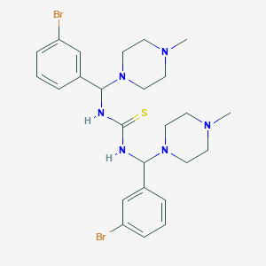 molecular formula C25H34Br2N6S B12611695 Thiourea, N,N'-bis[(3-bromophenyl)(4-methyl-1-piperazinyl)methyl]- CAS No. 649740-22-7