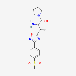 molecular formula C17H22N4O4S B1261174 (2S,3S)-3-{3-[4-(甲基磺酰基)苯基]-1,2,4-恶二唑-5-基}-1-氧代-1-吡咯烷-1-基丁-2-胺 