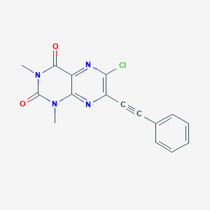 molecular formula C16H11ClN4O2 B12611800 1,3-Dimethyl-6-chloro-7-(phenylethynyl)pteridine-2,4(1H,3H)-dione CAS No. 880255-08-3