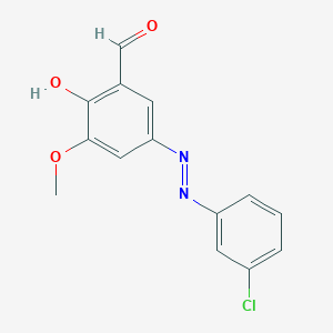 3-[2-(3-Chlorophenyl)hydrazinylidene]-5-methoxy-6-oxocyclohexa-1,4-diene-1-carbaldehyde