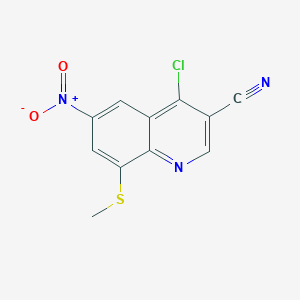 molecular formula C11H6ClN3O2S B12611944 3-Quinolinecarbonitrile, 4-chloro-8-(methylthio)-6-nitro- 