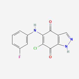 6-chloro-5-(3-fluoroanilino)-1H-indazole-4,7-dione