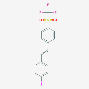 molecular formula C15H10F3IO2S B12611969 1-Iodo-4-{2-[4-(trifluoromethanesulfonyl)phenyl]ethenyl}benzene CAS No. 650597-44-7