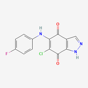 molecular formula C13H7ClFN3O2 B12612078 6-Chloro-5-(4-fluoroanilino)-1H-indazole-4,7-dione CAS No. 918961-29-2