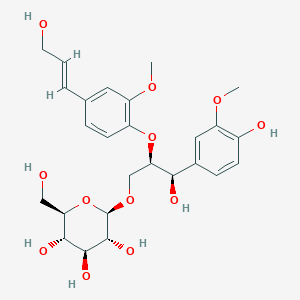 molecular formula C26H34O12 B1261222 (2R,3R,4S,5S,6R)-2-[(2R,3R)-3-hydroxy-3-(4-hydroxy-3-methoxyphenyl)-2-[4-[(E)-3-hydroxyprop-1-enyl]-2-methoxyphenoxy]propoxy]-6-(hydroxymethyl)oxane-3,4,5-triol 