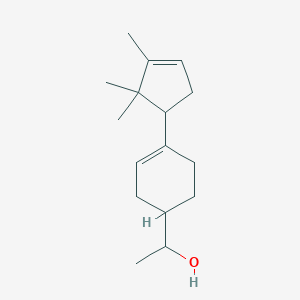 molecular formula C16H26O B1261230 1-[4-(2,2,3-Trimethylcyclopent-3-enyl)cyclohex-3-enyl]ethanol 