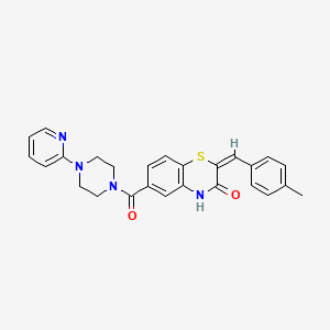 molecular formula C26H24N4O2S B1261235 (2E)-2-(4-methylbenzylidene)-6-[4-(2-pyridyl)piperazine-1-carbonyl]-4H-1,4-benzothiazin-3-one 