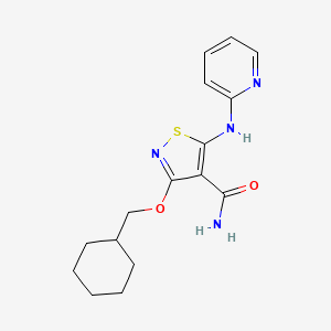 molecular formula C16H20N4O2S B12612408 4-Isothiazolecarboxamide, 3-(cyclohexylmethoxy)-5-(2-pyridinylamino)- CAS No. 651305-35-0