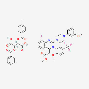 molecular formula C50H48F4N4O12 B12612607 2,3-bis[(4-methylbenzoyl)oxy]butanedioic acid;methyl 2-[8-fluoro-2-[4-(3-methoxyphenyl)piperazin-1-yl]-3-[2-methoxy-5-(trifluoromethyl)phenyl]-4H-quinazolin-4-yl]acetate 