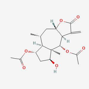 molecular formula C19H26O7 B1261306 [(3aS,5R,5aS,6S,8S,8aR,9S,9aR)-9-acetyloxy-8-hydroxy-5,8a-dimethyl-1-methylidene-2-oxo-4,5,5a,6,7,8,9,9a-octahydro-3aH-azuleno[6,5-b]furan-6-yl] acetate 