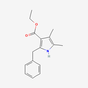 molecular formula C16H19NO2 B12613069 1H-Pyrrole-3-carboxylic acid, 4,5-dimethyl-2-(phenylmethyl)-, ethyl ester CAS No. 650616-19-6