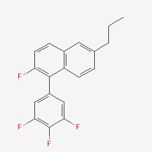 molecular formula C19H14F4 B12613138 Naphthalene, 2-fluoro-6-propyl-1-(3,4,5-trifluorophenyl)- CAS No. 650628-16-3