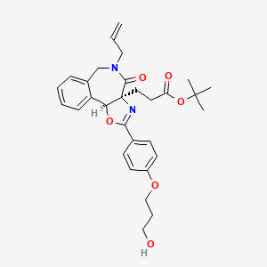 molecular formula C30H36N2O6 B1261366 3-[(3aS,10bS)-2-[4-(3-羟基丙氧基)苯基]-4-氧代-5-丙-2-烯基-6,10b-二氢恶唑并[4,5-d][2]苯并氮杂卓-3a-基]丙酸叔丁酯 