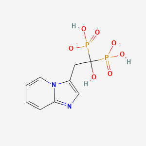 molecular formula C9H10N2O7P2-2 B1261377 (1-Hydroxy-2-(imidazo(1,2-a)-pyridin-3-yl)ethylidene)bisphosphonic acid monohydrate 