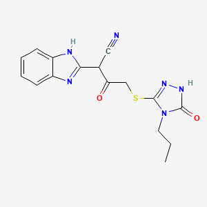 molecular formula C16H16N6O2S B1261390 2-(1H-苯并咪唑-2-基)-3-氧代-4-[(5-氧代-4-丙基-1H-1,2,4-三唑-3-基)硫]丁腈 