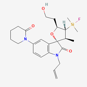 molecular formula C24H33FN2O4Si B1261391 (3S,3'S,4'R,5'S)-4'-[fluoro(dimethyl)silyl]-5'-(2-hydroxyethyl)-3'-methyl-5-(2-oxo-1-piperidinyl)-1-prop-2-enyl-2-spiro[indole-3,2'-oxolane]one 