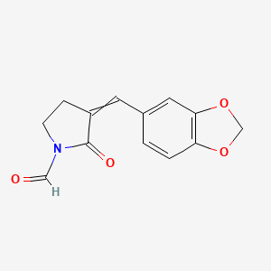 molecular formula C13H11NO4 B1261401 3-(1,3-Benzodioxol-5-ylmethylidene)-2-oxopyrrolidine-1-carbaldehyde 