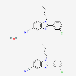 molecular formula C36H34Cl2N6O B12614076 1-Butyl-2-(3-chlorophenyl)benzimidazole-5-carbonitrile;hydrate CAS No. 918796-52-8