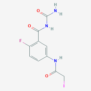 molecular formula C10H9FIN3O3 B1261432 6-Fluoro-3-(iodoacetamido)benzoylurea 