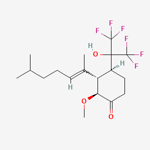 molecular formula C18H26F6O3 B1261457 (2S,3S,4S)-4-(1,1,1,3,3,3-hexafluoro-2-hydroxypropan-2-yl)-2-methoxy-3-[(2E)-6-methylhept-2-en-2-yl]cyclohexanone 