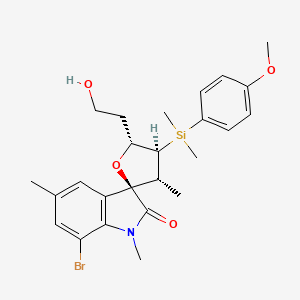 molecular formula C25H32BrNO4Si B1261465 (3R,3'R,4'S,5'R)-7-溴-5'-(2-羟乙基)-4'-[(4-甲氧苯基)-二甲基甲硅烷基]-1,3',5-三甲基-2-螺[吲哚-3,2'-氧杂环己酮] 