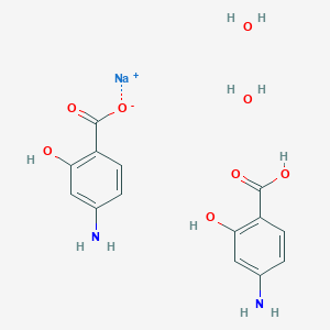 molecular formula C14H17N2NaO8 B1261508 Sodium;4-amino-2-hydroxybenzoate;4-amino-2-hydroxybenzoic acid;dihydrate 