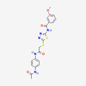 molecular formula C20H19N5O4S2 B1261510 N-[5-[[2-(4-acetamidoanilino)-2-oxoethyl]thio]-1,3,4-thiadiazol-2-yl]-3-methoxybenzamide 