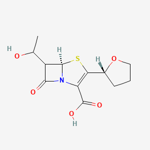 molecular formula C12H15NO5S B1261515 (5R)-6-(1-hydroxyethyl)-7-oxo-3-[(2R)-tetrahydrofuran-2-yl]-4-thia-1-azabicyclo[3.2.0]hept-2-ene-2-carboxylic acid 