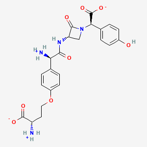 molecular formula C23H26N4O8 B1261584 (2S)-2-amino-4-{4-[(R)-amino({[(3S)-1-[(R)-carboxy(4-hydroxyphenyl)methyl]-2-oxoazetidin-3-yl]carbamoyl})methyl]phenoxy}butanoate 