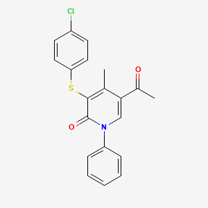 molecular formula C20H16ClNO2S B12615840 5-Acetyl-3-[(4-chlorophenyl)sulfanyl]-4-methyl-1-phenylpyridin-2(1H)-one CAS No. 918543-24-5