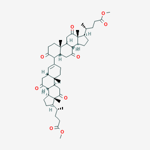 molecular formula C50H70O9 B012616 Methyl (4R)-4-[(5R,8R,9S,10S,13R,14S,17R)-3-[(5R,8R,9S,10R,13R,14S,17R)-17-[(2R)-5-methoxy-5-oxopentan-2-yl]-10,13-dimethyl-3,7,12-trioxo-1,2,4,5,6,8,9,11,14,15,16,17-dodecahydrocyclopenta[a]phenanthren-4-yl]-10,13-dimethyl-7,12-dioxo-2,5,6,8,9,11,14,15,16,17-decahydro-1H-cyclopenta[a]phenanthren-17-yl]pentanoate CAS No. 19974-59-5