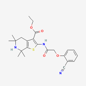 molecular formula C23H27N3O4S B1261617 2-[[2-(2-氰基苯氧基)-1-氧代乙基]氨基]-5,5,7,7-四甲基-4,6-二氢噻吩并[2,3-c]吡啶-3-羧酸乙酯 