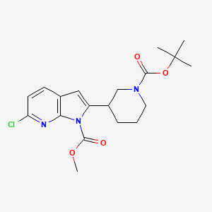 1H-Pyrrolo[2,3-b]pyridine-1-carboxylic acid, 6-chloro-2-[1-[(1,1-dimethylethoxy)carbonyl]-3-piperidinyl]-, methyl ester