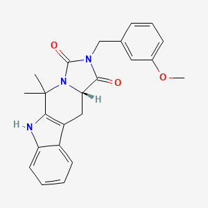 molecular formula C23H23N3O3 B1261649 (15S)-13-[(3-methoxyphenyl)methyl]-10,10-dimethyl-8,11,13-triazatetracyclo[7.7.0.02,7.011,15]hexadeca-1(9),2,4,6-tetraene-12,14-dione 