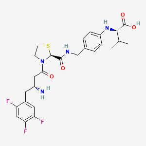 molecular formula C26H31F3N4O4S B1261662 (R)-2-(4-(((S)-3-((R)-3-amino-4-(2,4,5-trifluorophenyl)butanoyl)thiazolidine-2-carboxamido)methyl)phenylamino)-3-methylbutanoic acid hydrochloride 