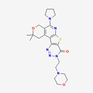 4,4-dimethyl-14-(2-morpholin-4-ylethyl)-8-pyrrolidin-1-yl-5-oxa-11-thia-9,14,15,16-tetrazatetracyclo[8.7.0.02,7.012,17]heptadeca-1(10),2(7),8,12(17),15-pentaen-13-one