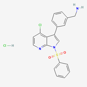 [3-[1-(benzenesulfonyl)-4-chloropyrrolo[2,3-b]pyridin-3-yl]phenyl]methanamine;hydrochloride