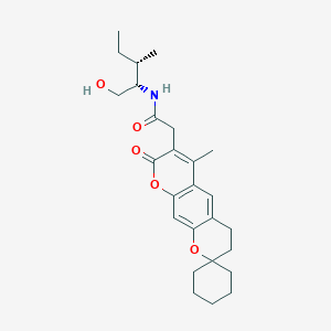 molecular formula C26H35NO5 B12617051 N-[(2S,3S)-1-hydroxy-3-methylpentan-2-yl]-2-(6'-methyl-8'-oxo-3',4'-dihydro-8'H-spiro[cyclohexane-1,2'-pyrano[3,2-g]chromen]-7'-yl)acetamide 