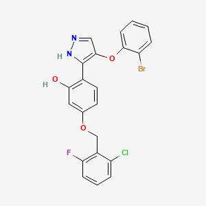 molecular formula C22H15BrClFN2O3 B12617426 2-[4-(2-bromophenoxy)-1H-pyrazol-3-yl]-5-[(2-chloro-6-fluorobenzyl)oxy]phenol 