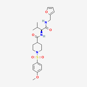 molecular formula C23H31N3O6S B12617638 N-{(2S)-1-[(furan-2-ylmethyl)amino]-3-methyl-1-oxobutan-2-yl}-1-[(4-methoxyphenyl)sulfonyl]piperidine-4-carboxamide 