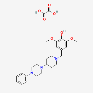 molecular formula C26H35N3O7 B12617718 2,6-Dimethoxy-4-[[4-(4-phenylpiperazin-1-yl)piperidin-1-yl]methyl]phenol;oxalic acid 