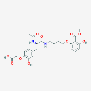 molecular formula C25H30N2O10 B12617755 2-{4-[2-Acetylamino-3-(4-carboxymethoxy-3-hydroxy-phenyl)-propionylamino]-butoxy}-6-hydroxy-benzoic acid methyl ester 